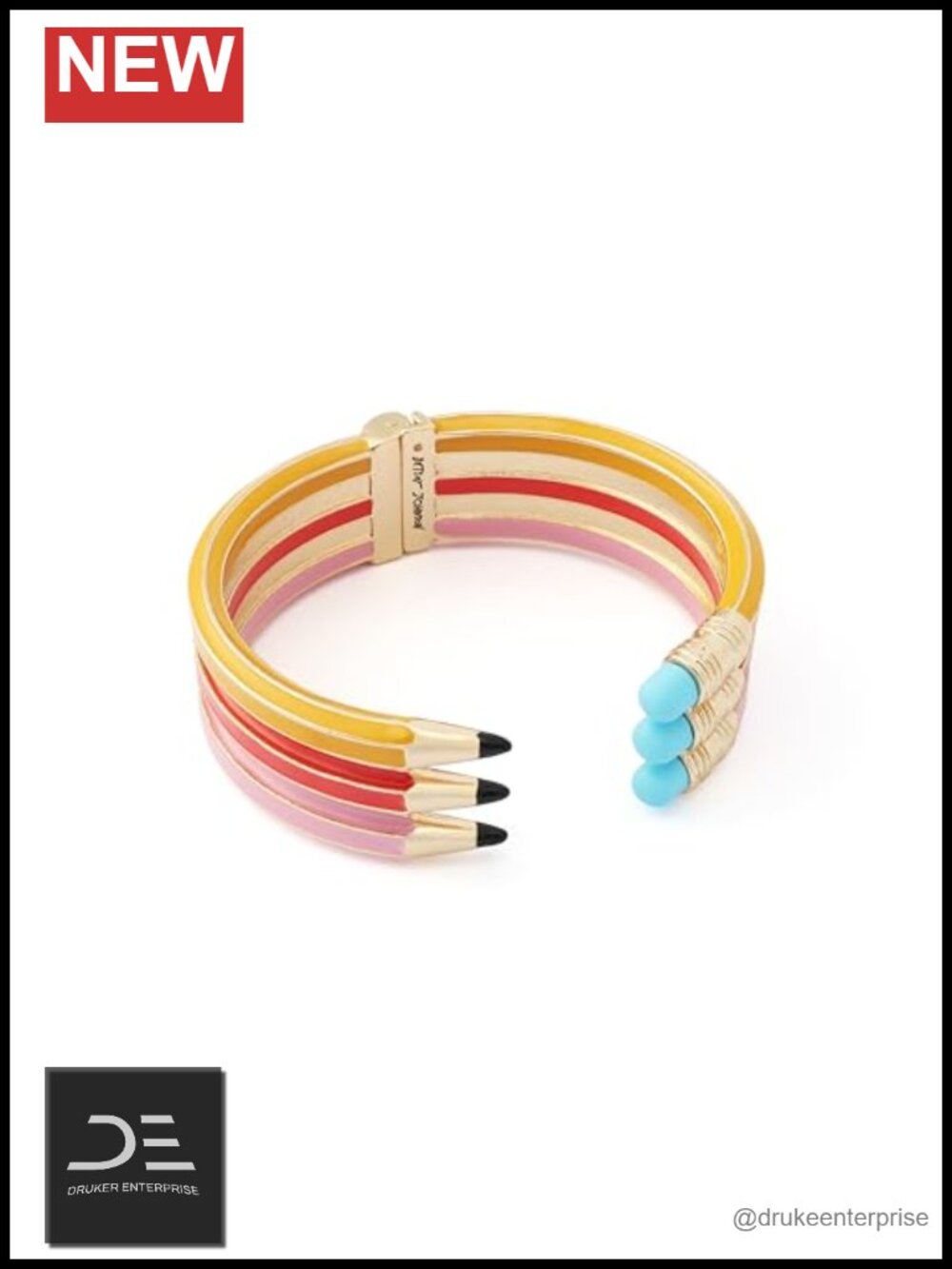 Enamel Pencil Bangle Bracelet Hinge Closure for Women